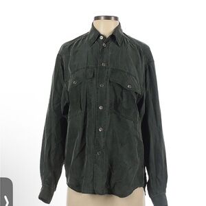 Liz Claiborne Dark Green Blouse 100% silk